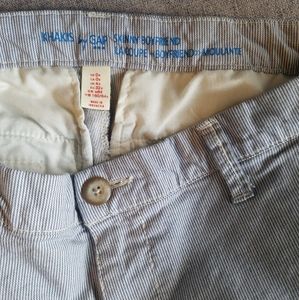 Khakis by Gap. Dark blue and white pin stripe.